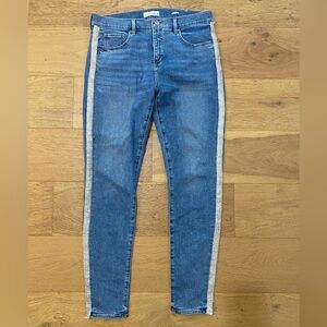 Loft Blue Jeans w/ White beaded Stripe size 10 / 30. Great stretch, comfort VGUC